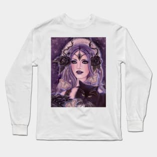 Danika goddess with Tuxedo cat by Renee L. Lavoie Long Sleeve T-Shirt